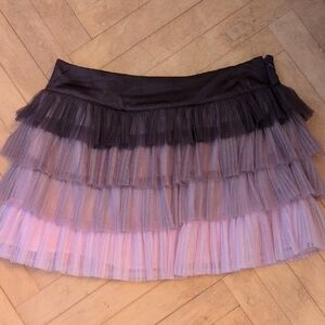 Bebe Elegant Layered Tulle Skirt - Burgundy and Pink Size 2